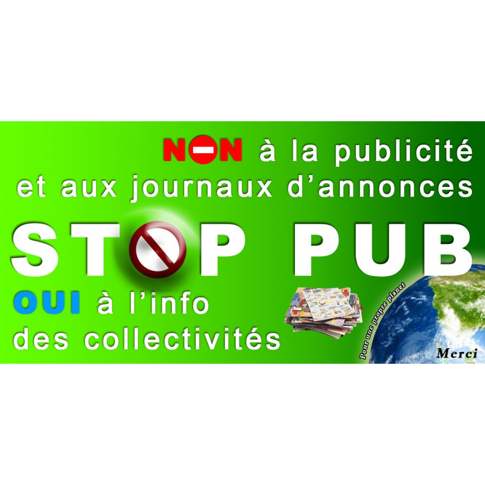 Stickers Autocollant Stop-Pub Boite au lettre Anti Pub 25x50mm