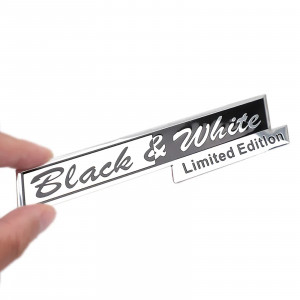 Badge Alu Stickers Black White Limited Edition 30x150 mm Noir Argent A